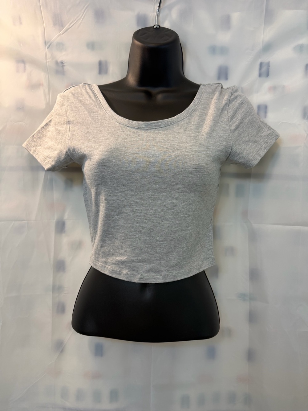 Women's Grey Scoop Neck Crop Top